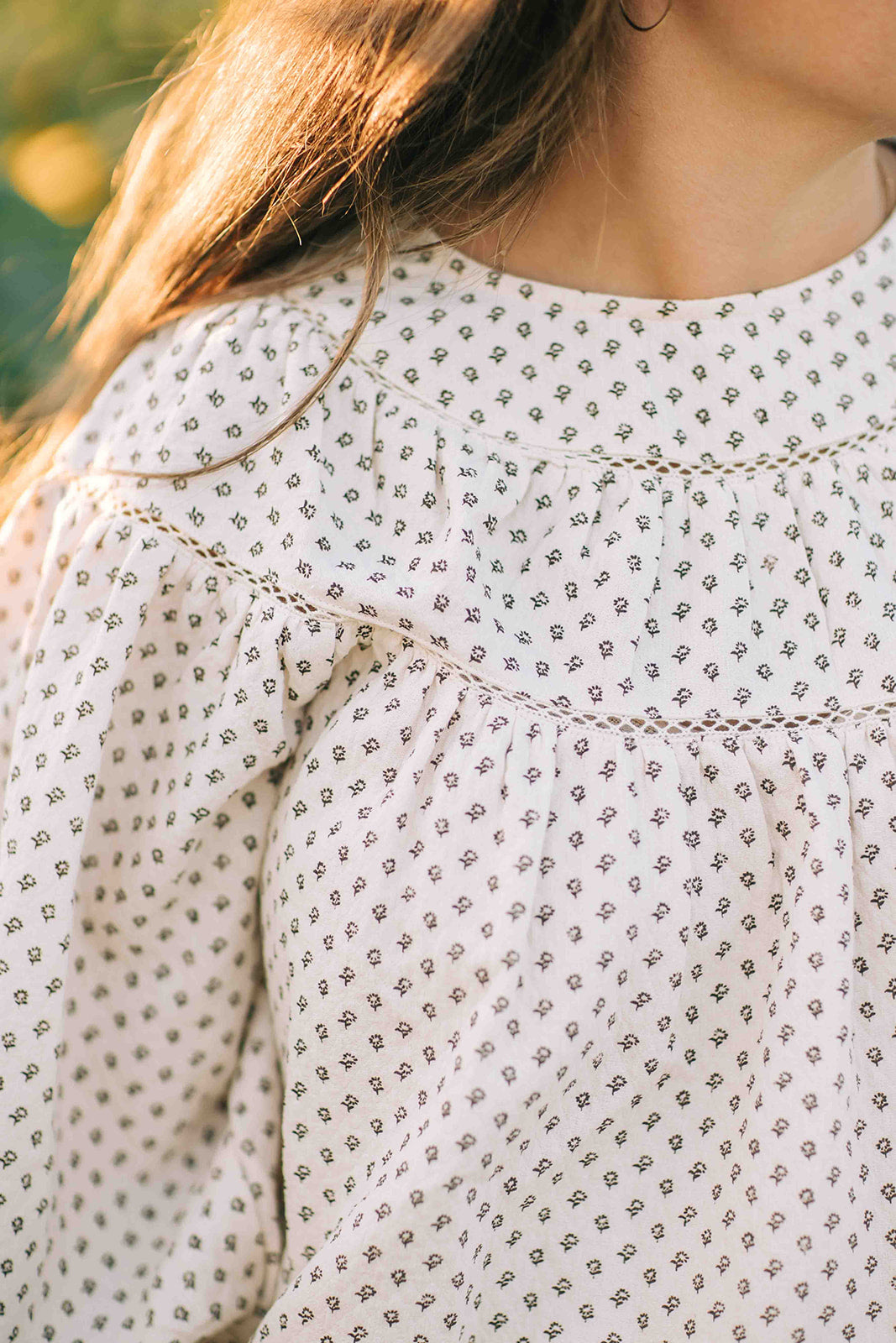 Primrose blouse--brown floral